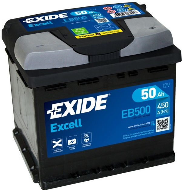 Exide Excell 12V 50Ah 450A EB500