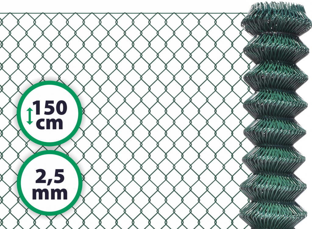 Pletivo poplastované – 150 cm bez ND (2,5mm; 50x50 mm; PVC; zelené)