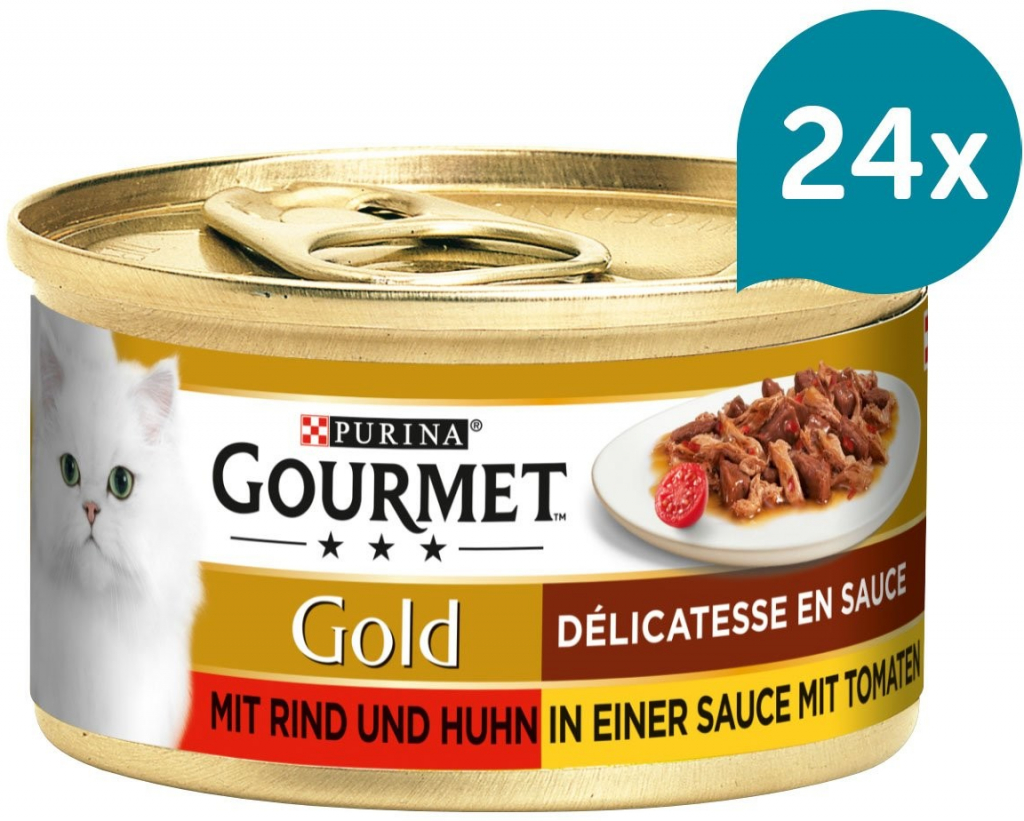 Gourmet Gold Délicatesse en Sauce hovězí a kuřecí 24 x 85 g