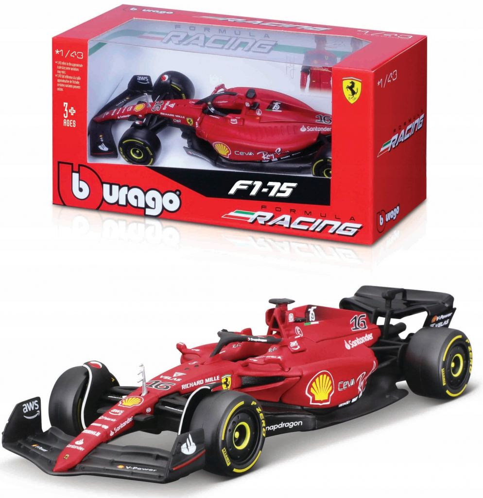 Bburago Formule F1 Ferrari Scuderia F1 75 2022 nr.16 Charles Leclerc with driver 1:43
