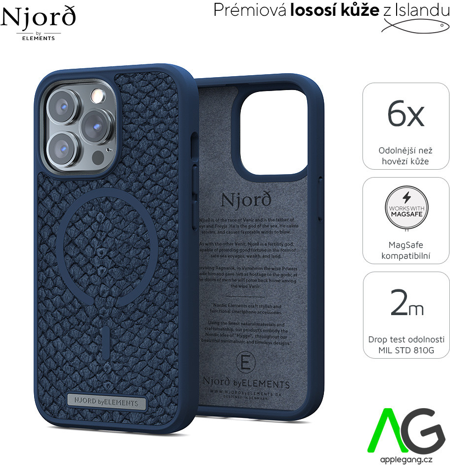 Pouzdro NJORD Vatn MagSafe case iPhone 13 Pro modré