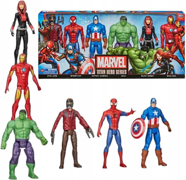 Hasbro Avengers Marvel Sada 6 Figurek vdova Iron Man Star Lord Amerika Hulk Spiderman