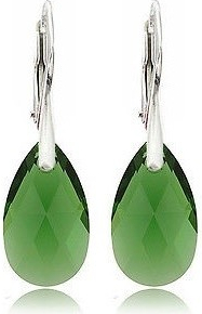 Swarovski Elements Pear krystal stříbrné visací zelené slzičky kapky 51056.3 Dark Moss Green zelená