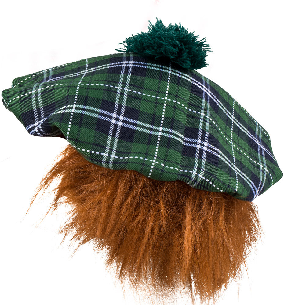 Boland Skotský baret s vlasy zelený