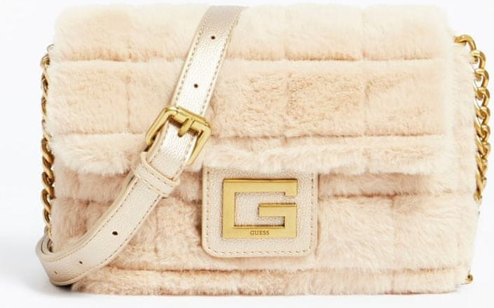 Guess dámská kabelka z umělé kožešiny krémově bílá