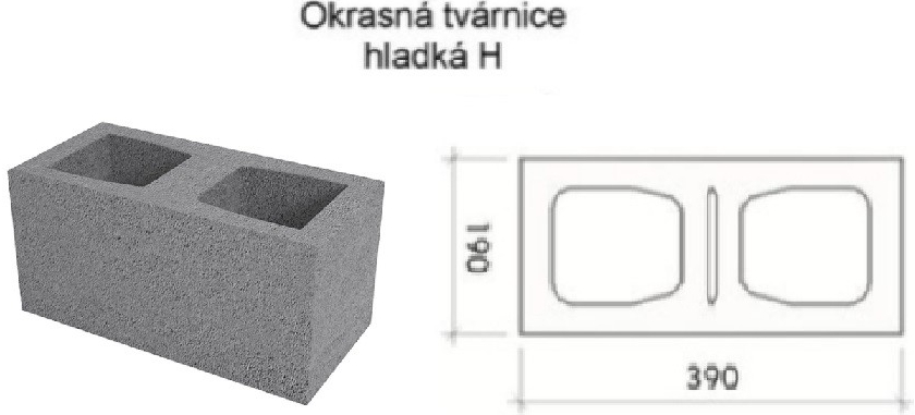 FEROBET FB okrasná tvárnice hladká - 19,5x19,5x19 cm přírodní