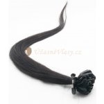 Uhlově černé vlasy k prodloužení - keratin, 50 cm, 20 pramenů (001)