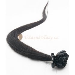 Uhlově černé vlasy k prodloužení - keratin, 50 cm, 20 pramenů (001)