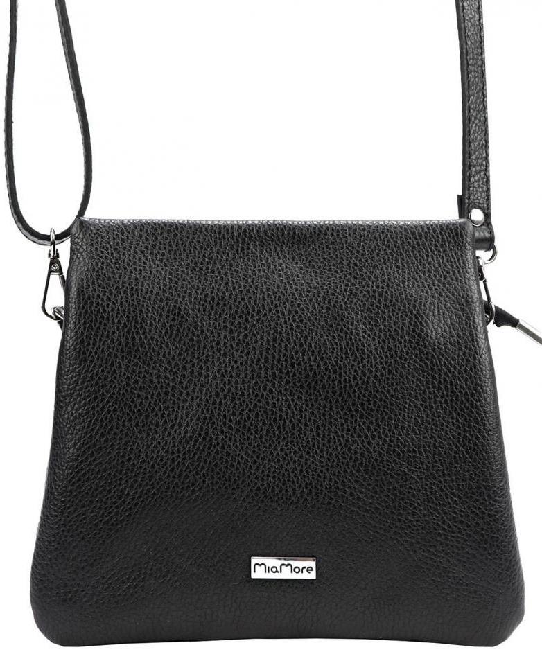 MiaMore kožená crossbody dámská kabelka se třemi oddíly černá