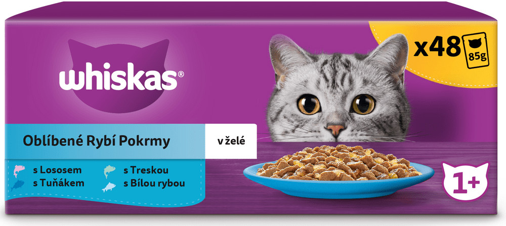 Whiskas pro dospělé kočky rybí výběr v želé 48 x 100 g
