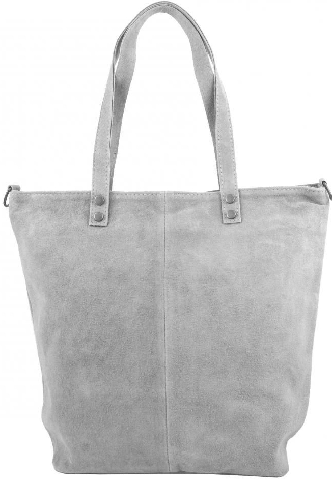 Borse In Pelle kožená velká světle šedá broušená praktická dámská kabelka