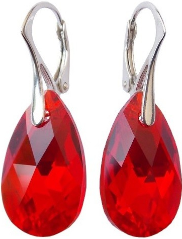 Swarovski Elements Pear krystal stříbrné visací červené slzičky kapky 31305.3 Light Siam červená