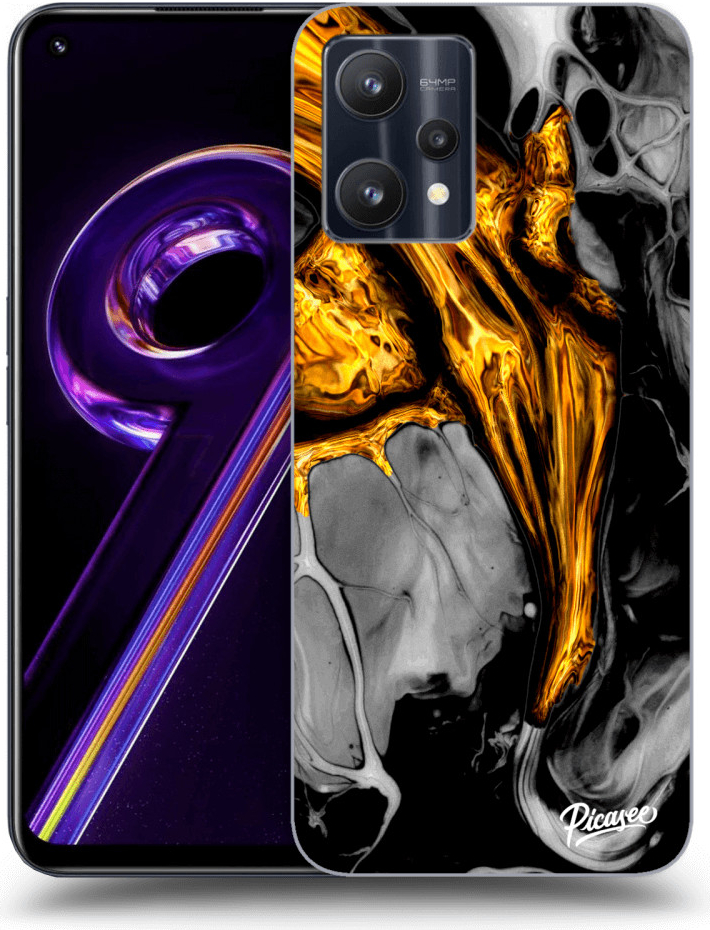 Pouzdro Picasee silikonové Realme 9 Pro 5G - Black Gold černé