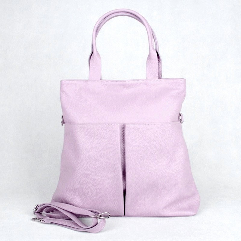 Borse In Pelle velká fialovo-růžová kožená shopper kabelka no. 711 formát A4