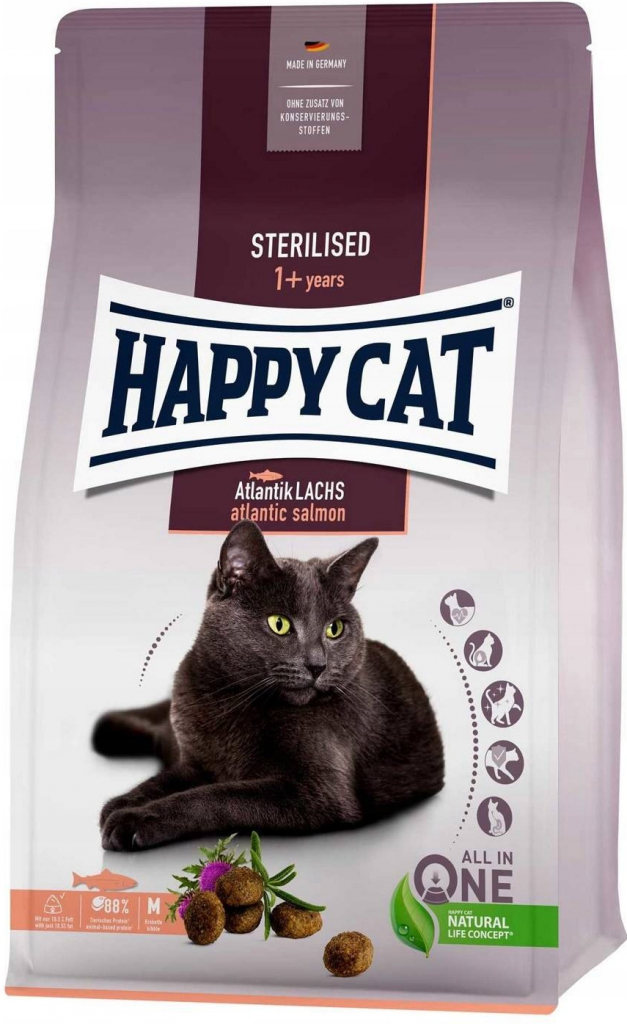 Happy Cat NEW Sterilised Atlantik Lachs Losos 1,3 kg