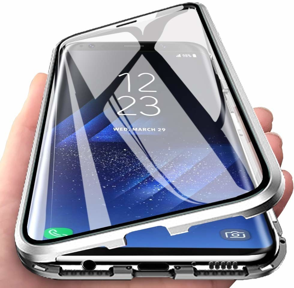 Pouzdro Beweare Magnetické oboustranné kryt s tvrzeném sklem Samsung Galaxy Note 9 - stříbrné