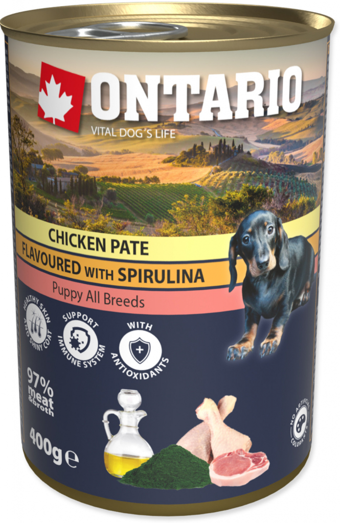 Ontario Puppy Chicken Pate flavoured with Spirulina and Salmon oil 0,8 kg