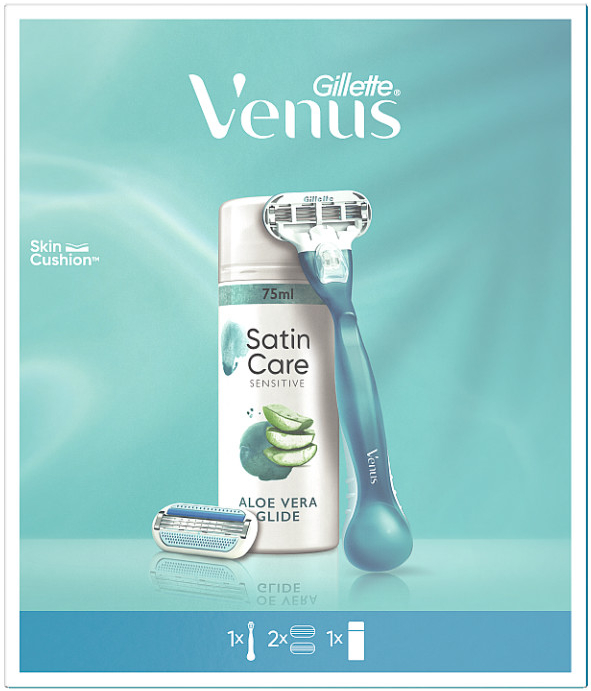 Gillette Venus Smooth holicí strojek + 2 Hlavice + Gillette Satin Care gel na holení 75 ml