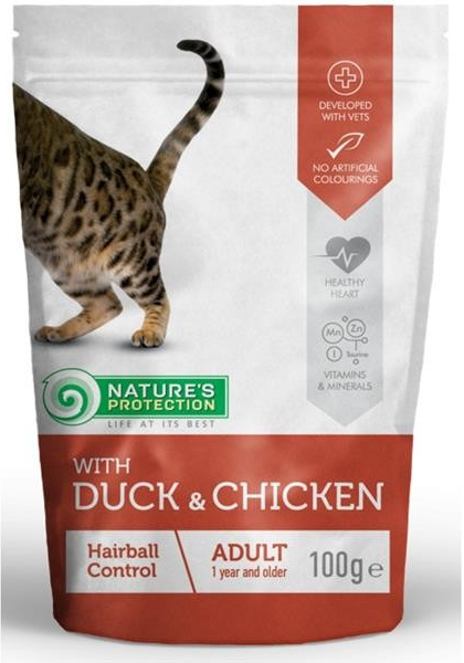 Nature\'s Protection Cat Hairball duck&chicken 100 g