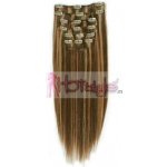 Clip in vlasy k prodlužování 60cm, 120g - REMY, 100% lidské - tmavý melír