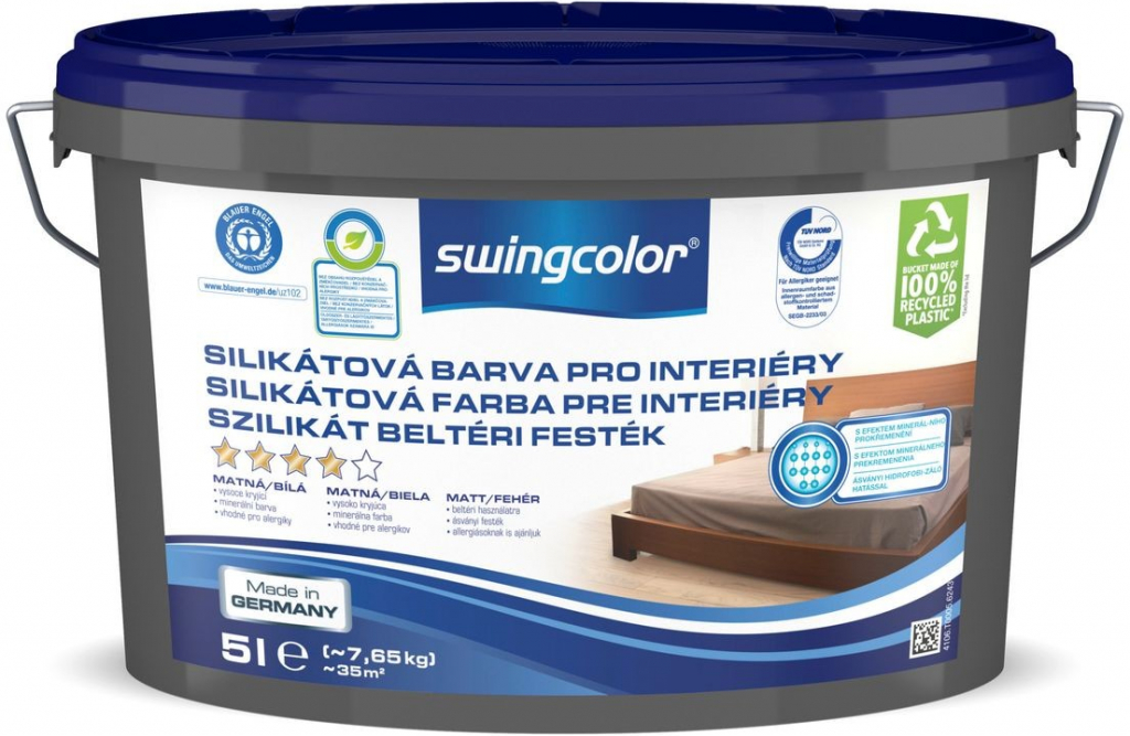 Swingcolor Silikátová barva interiérová, sněhobílá, 5 l 6243 T0005 0
