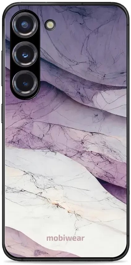 Pouzdro Mobiwear Glossy Samsung Galaxy S23 - G028G - Bílý a fialový mramor