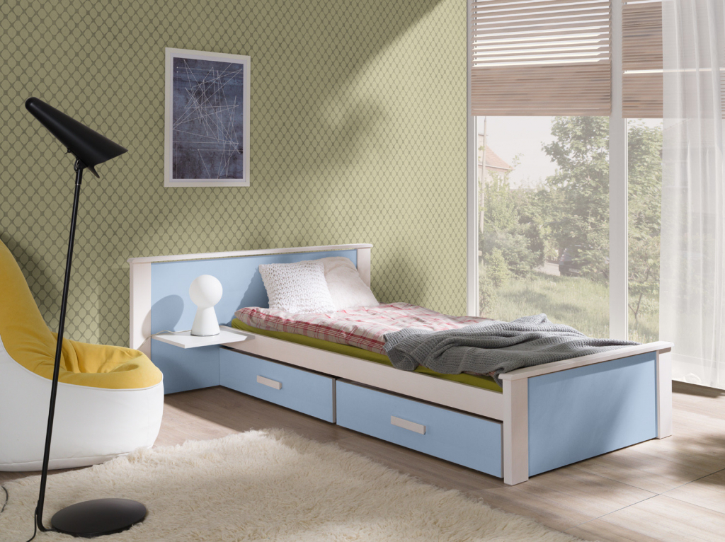DP - Detske postele Aldo plus s úložným prostorem bílá -modrá