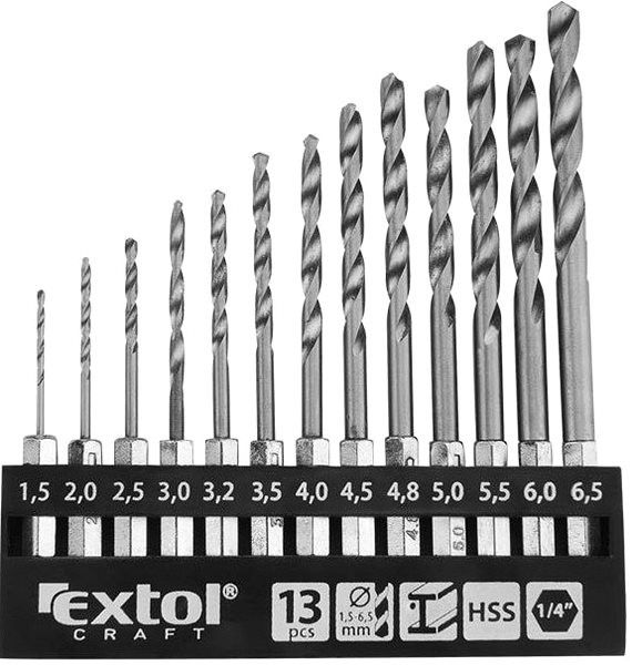 EXTOL CRAFT vrtáky do kovu se šestihrannou stopkou, 1,5-6,5mm, HSS, 11140 11140