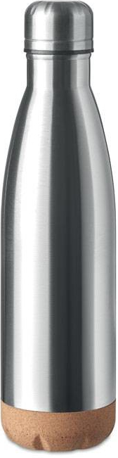 Aspen Cork dvoustěnná nerezová láhev s korkovým podstavcem stříbrná 600 ml
