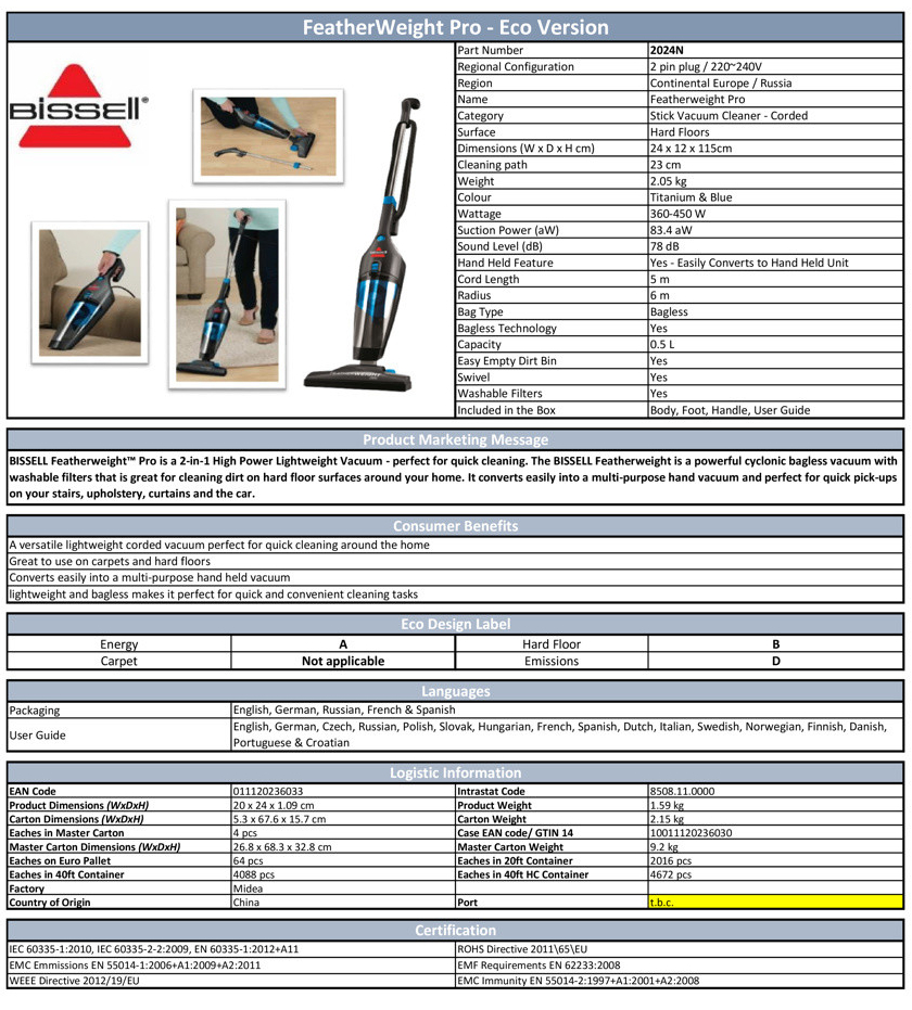 Bissell Featherweight Pro Eco 450 W