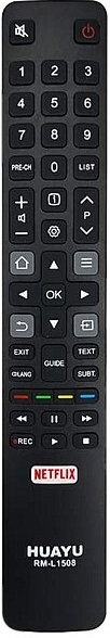 Dálkový ovladač Delta THOMSON/TLC TV HUAYU RM-L1508+ univerzální s tlačítkem Netflix