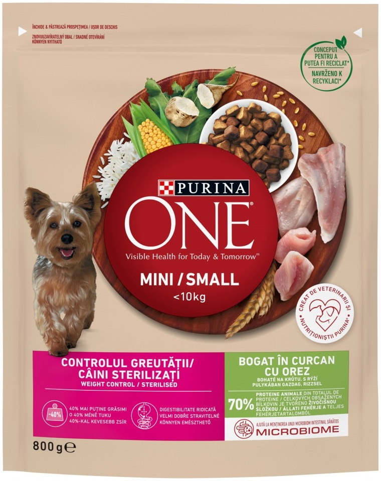 Purina One Dog Adult Mini/Small Weight Control 8 x 0,8 kg