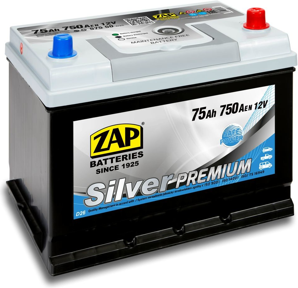ZAP Silver Premium 12V 75Ah 750A 57550