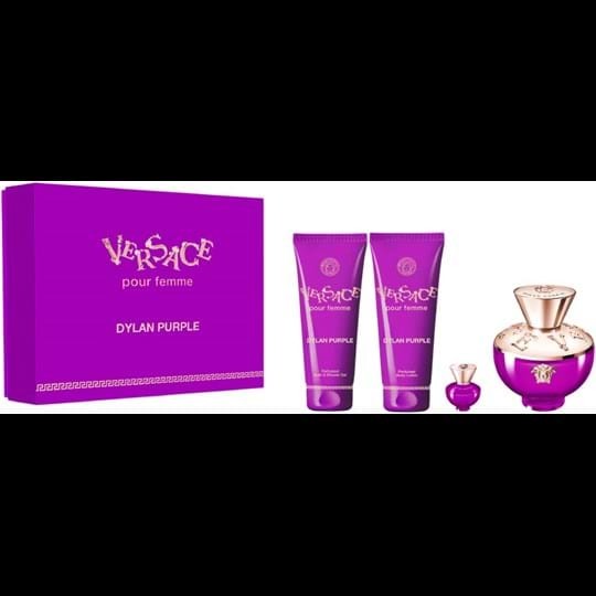 Versace Versace Dylan Purple, SET: Parfumovaná voda 100 ml + 5 ml + Tělové mléko 100 ml + Sprchový gél 100 ml Pre ženy Parfumovaná voda