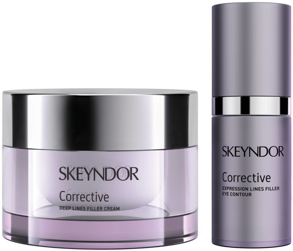 Skeyndor Corrective pleťový krém na mimické a hluboké vrásky 50 ml + krém na oční okolí 15 ml dárková sada