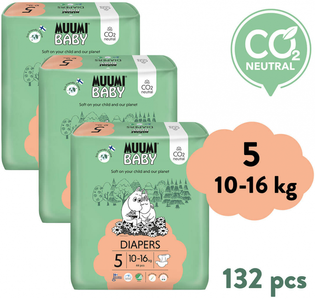 Muumi Baby 5 Maxi+ 10-16 kg eko 132 ks