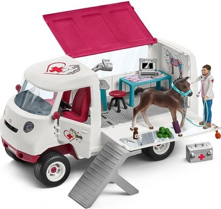 Schleich 42370 Mobilní veterinářská klinika s klisnou a ošetřovatelem