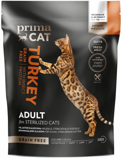 PrimaCat Krůta s hmyzí bílkovinou bez obilovin pro dospělé kastrované kočky 400 g