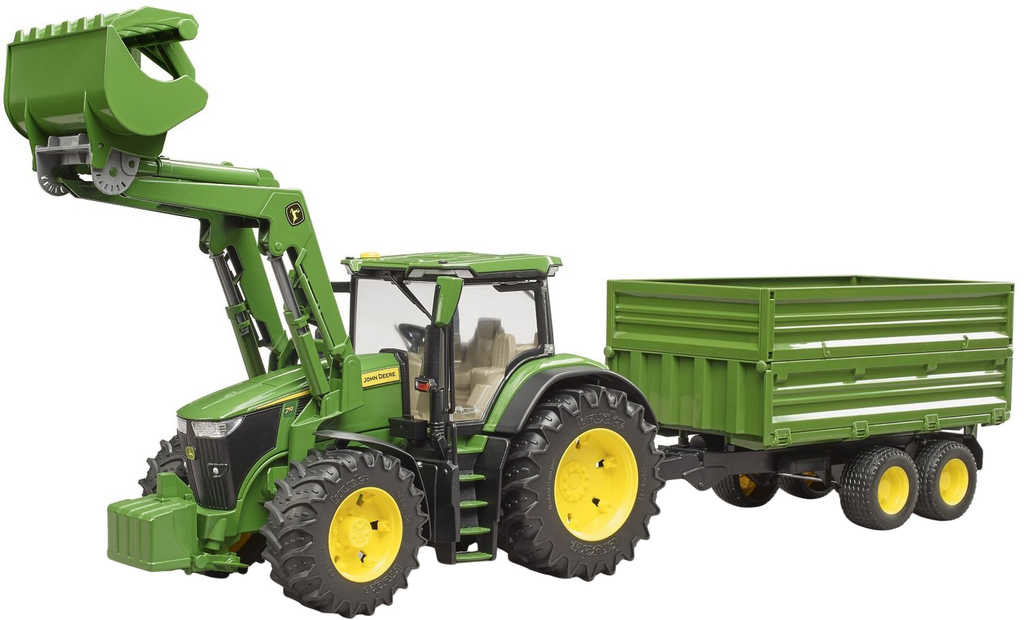 Bruder 3155 Traktor John Deere 7R 350 s čelním nakladačem a přívěsem