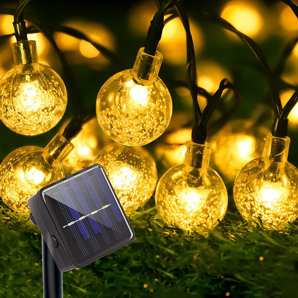 Aibecy Solární pohádková světla venkovní 9,35 m 50 LED křišťálová koule Tomshine LED pohádková světla Vánoce pro stromy terasu Vánoce svatby strany ložnice dětský pokoj