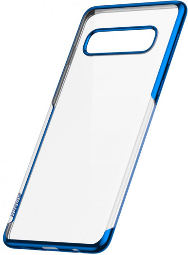 Pouzdro Baseus plastové čiré s rámečkem Samsung Galaxy S10 Plus - modré
