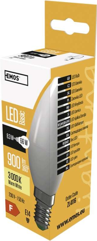 Emos LED žárovka Basic svíčka E14 8,3 W 66 W 900 lm teplá bílá