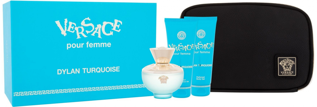 Versace Versace Dylan Turquoise, Toaletní voda 100 ml + sprchovací gél 100 ml + telový gél 100 ml + kozmetická taštička