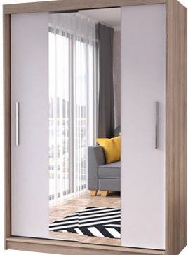 Idzczak Neomi 01 120 cm s posuvnými dveřmi a zrcadlem Stěny bílá / dub