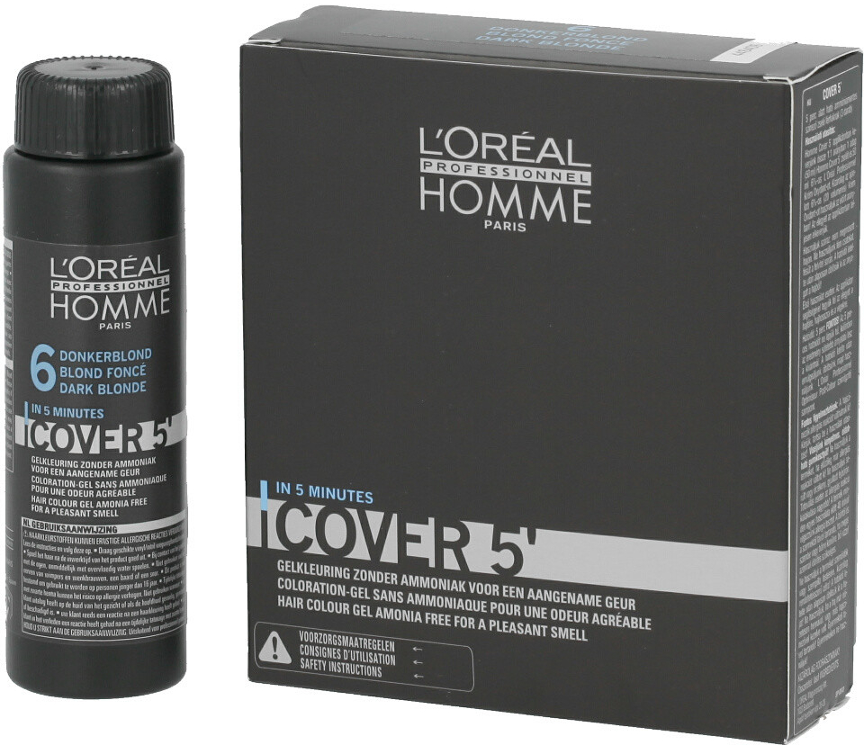 L\'Oréal Homme Cover 5 Hair Long M 6 Dark Blond tmavá blond barva na vlasy 3 x 50 ml