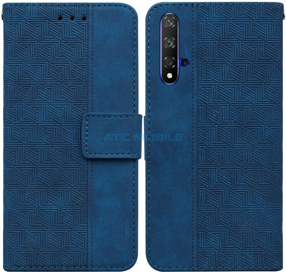 Pouzdro Shield4U Huawei Nova 5T YAL-L21, Honor 20 YAL-L21A Geometric Texture otevírací modré