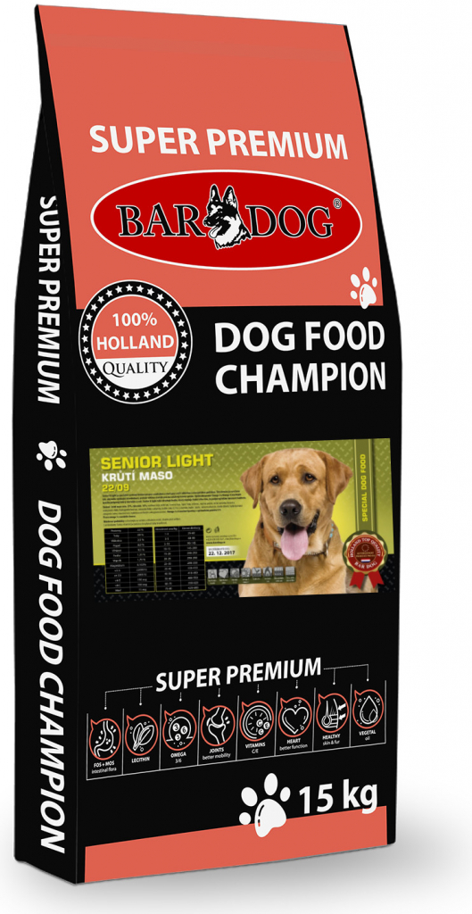 Bardog Senior & Light 22/09 krůtí maso s rýží pro starší psy 15 kg