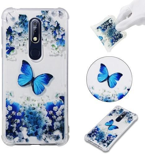 Pouzdro Patty gelové se zesílenémi rohy Nokia 7.1 - modré motýl a květina