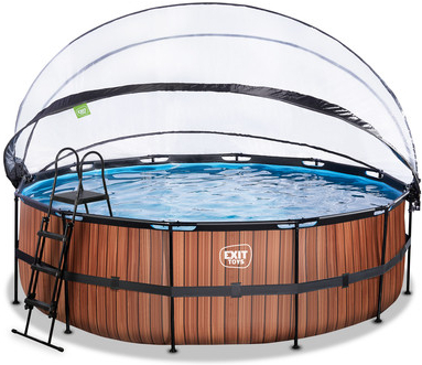 EXIT Bazén Wood s krytem, Sand filtrem a tepelným čerpadlem 450x122cm