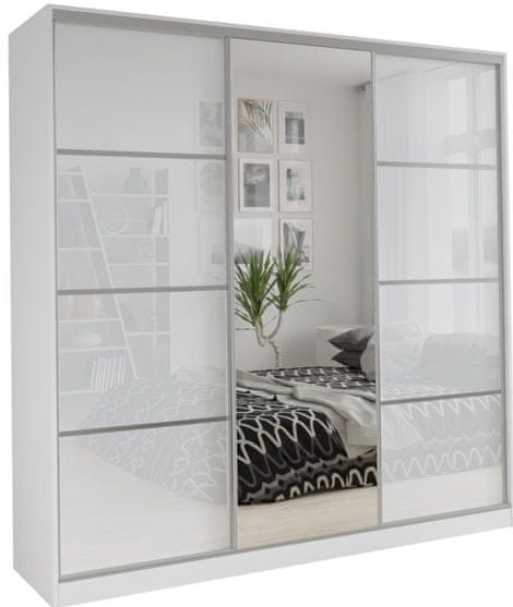 Nejlevnější nábytek Litolaris 200 se zrcadlem bílý lesk